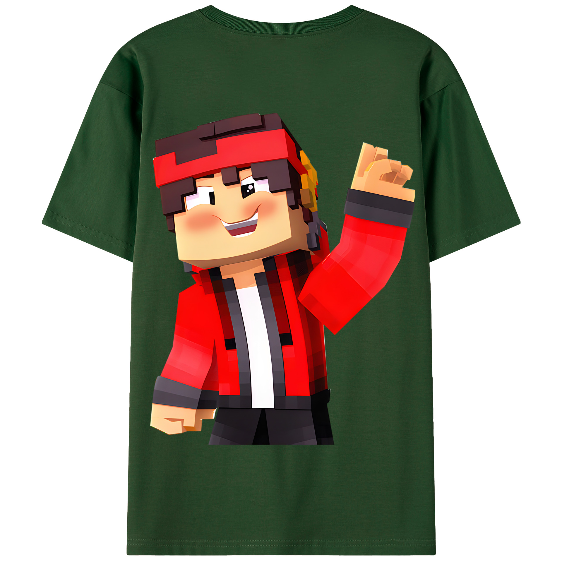 （画像用） マインクラフト ブロックの世界 Minecraft MC Block world 綿100％半袖Tシャツ（背面プリント）